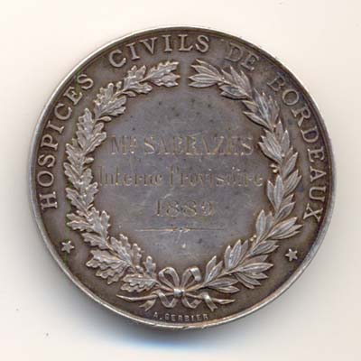 Ville de Bordeaux, medaille argent/silver medal